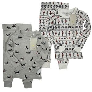 NEW Petit Lem Kids 2 Organic Cotton Holiday Pajama Lot of 2 Set Nutcracker Husky